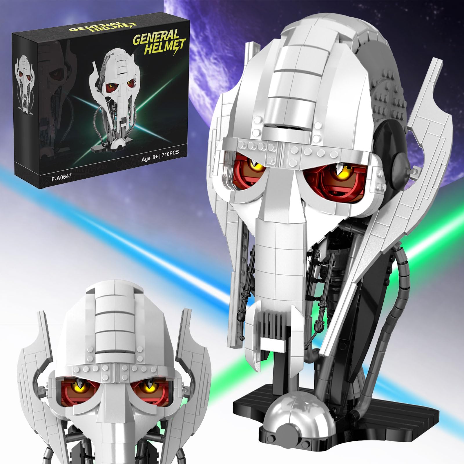 General Grievous Helmet Compatible with Lego, Head Building Blocks